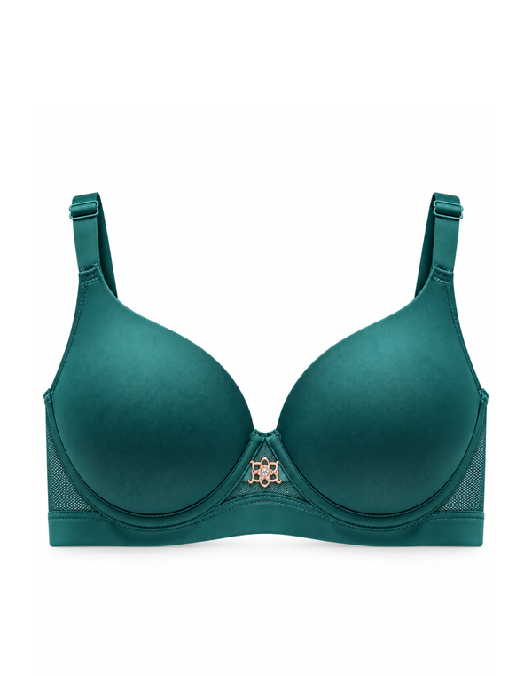 HUF & DEE Women's Full Cup Non-Wired Padded Bra Emerald Green