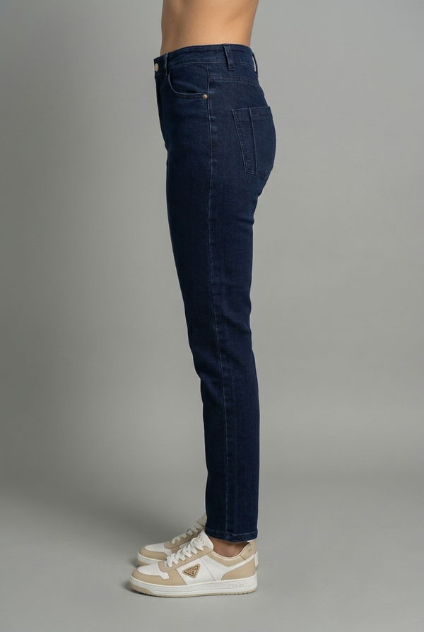 HUF & DEE Women's High Waist Slim Fit Jeans Dark Blue