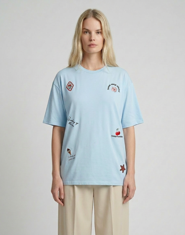 HUF & DEE Women's Oversized T-Shirt Blue
