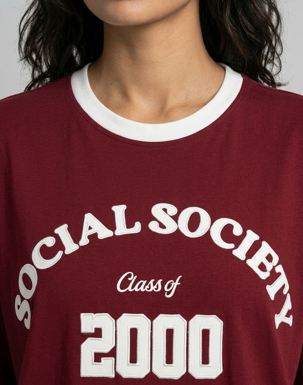 HUF & DEE Women's Oversized T-Shirt Maroon