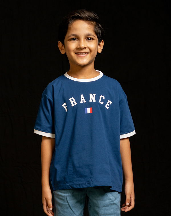 Kids Boys Oversized Football Fan Jersey – France Edition