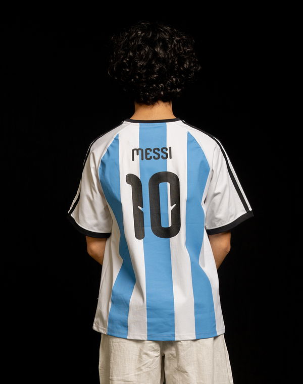 Kids Boys Oversized Football Fan Jersey – Argentina Edition