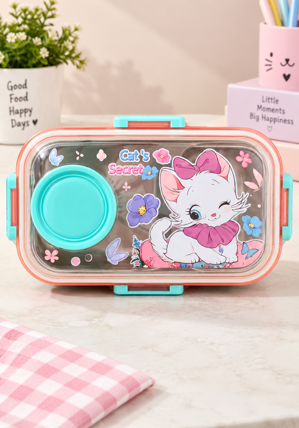 Kids Cute Pink Cat Design Lunch Box