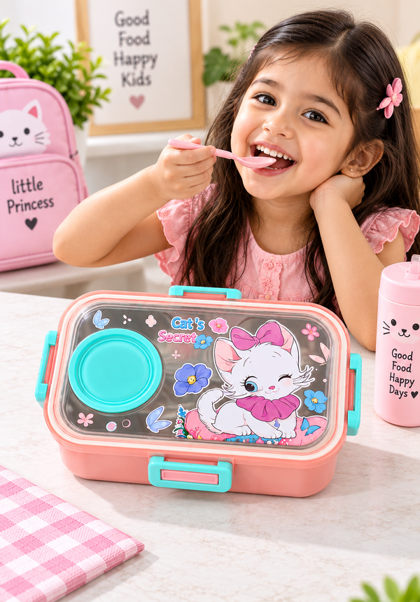 Kids Cute Pink Cat Design Lunch Box