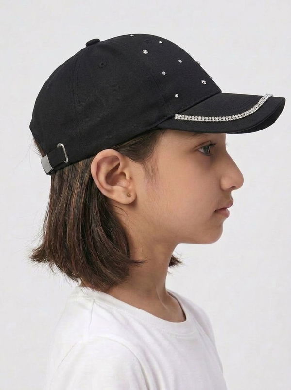 Kids Girls Printed Cap Black