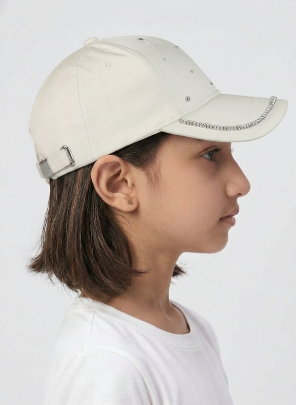 Kids Girls Printed Cap Cream