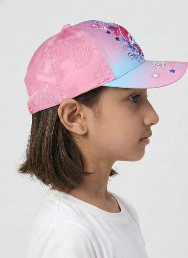 Kids Girls Printed Cap Dark Pink