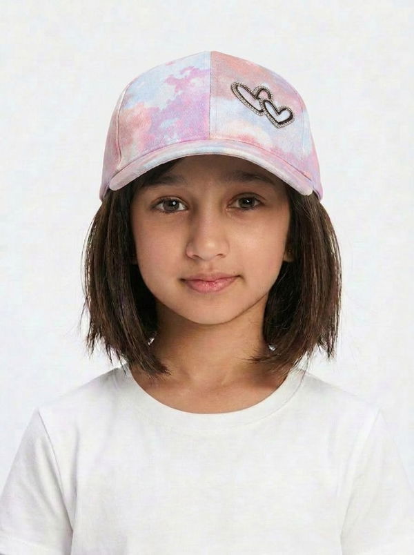 Kids Girls Printed Cap Pink
