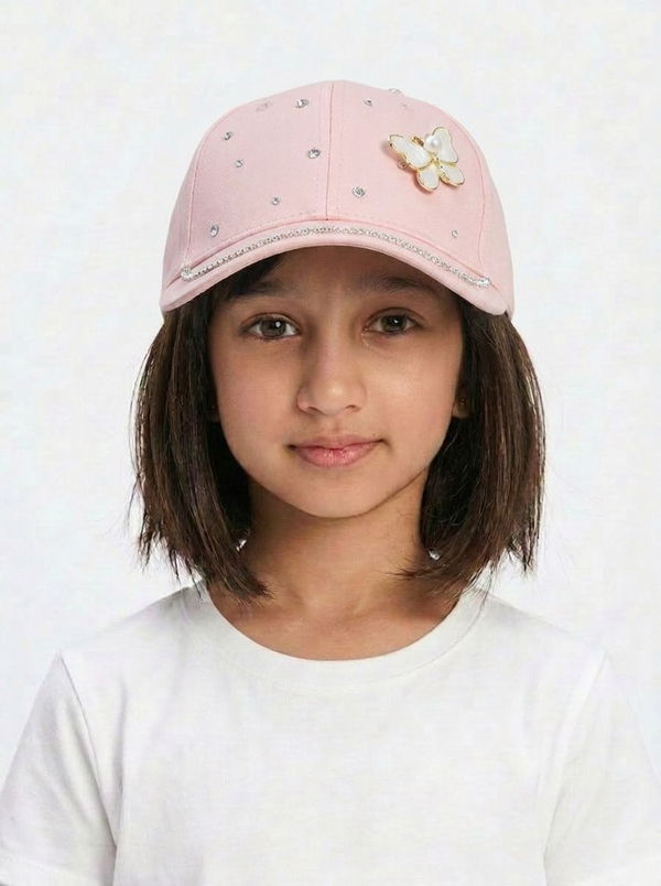 Kids Girls Printed Cap Pink