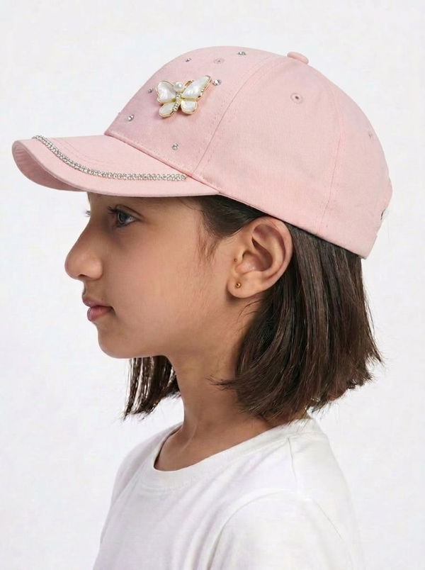 Kids Girls Printed Cap Pink