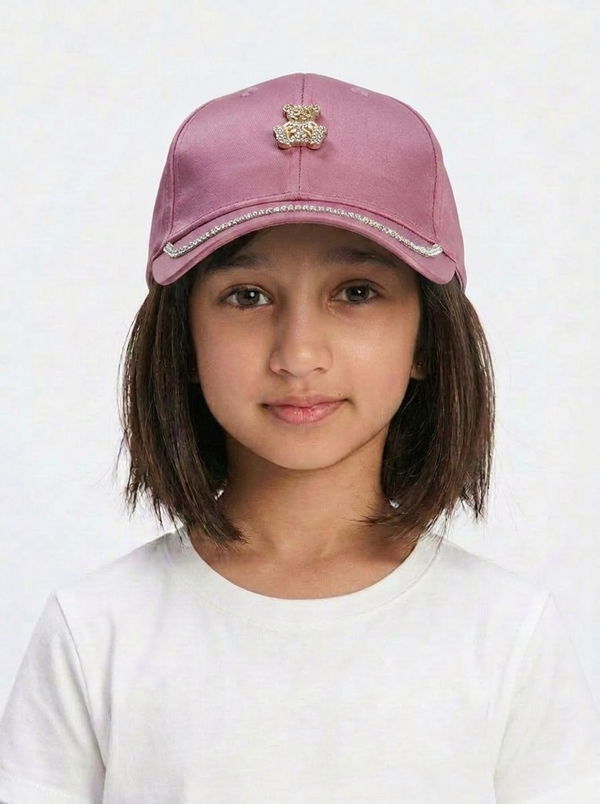 Kids Girls Printed Cap Purple