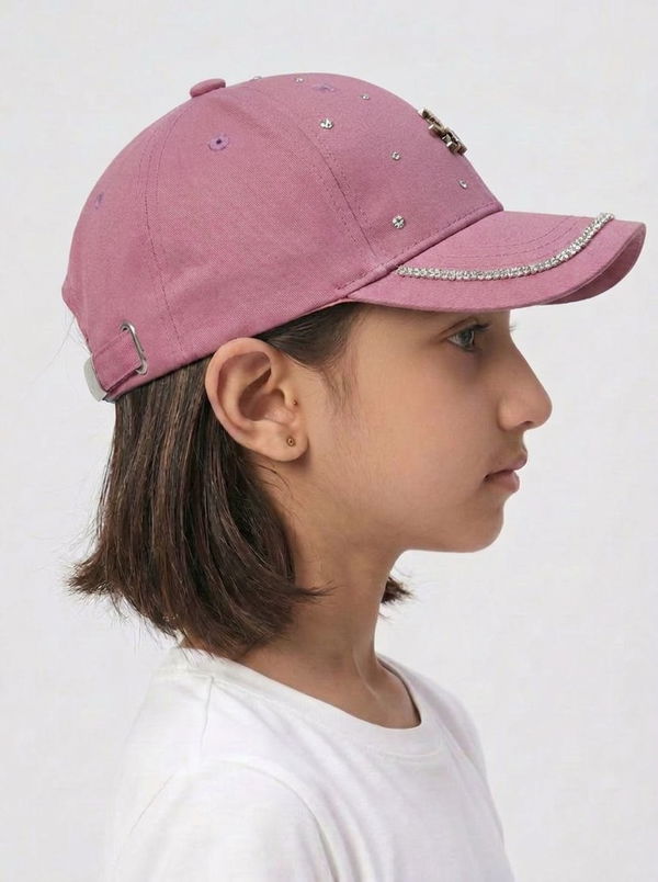 Kids Girls Printed Cap Purple