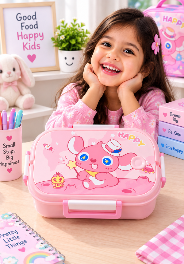 Kids Pink Cartoon Lunch Box
