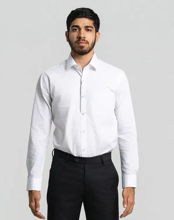 MBRK Men's Regular Fit Formal Shirt White