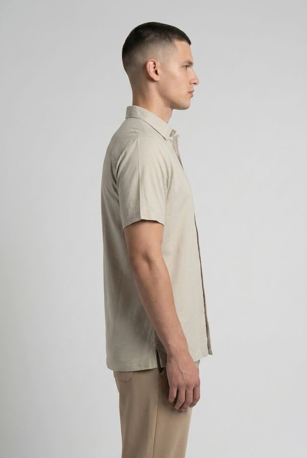 MBRK Men's Linen Casual Shirt Cream