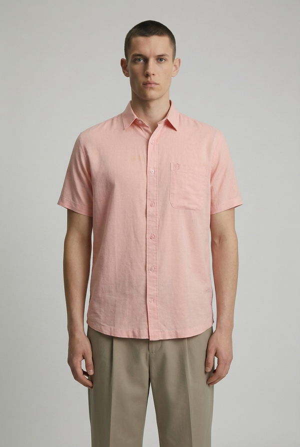 MBRK Men's Linen Casual Shirt Peach