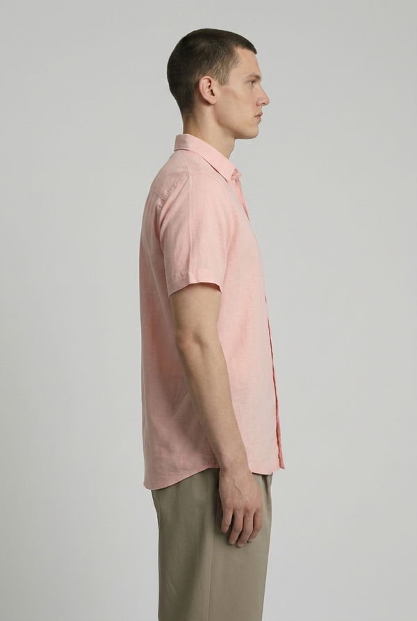 MBRK Men's Linen Casual Shirt Peach