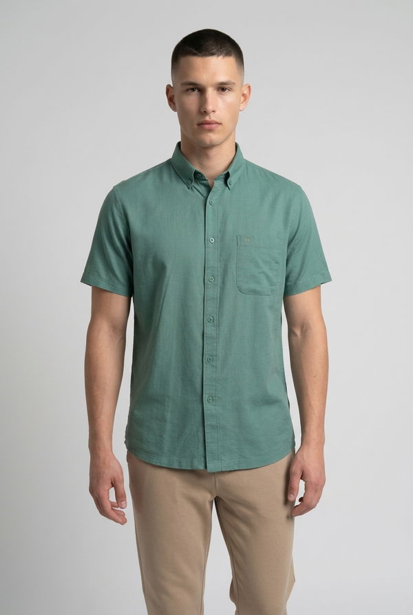MBRK Men's Linen Casual Shirt Sea Green