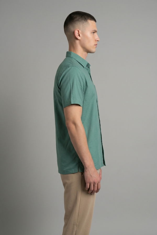 MBRK Men's Linen Casual Shirt Sea Green