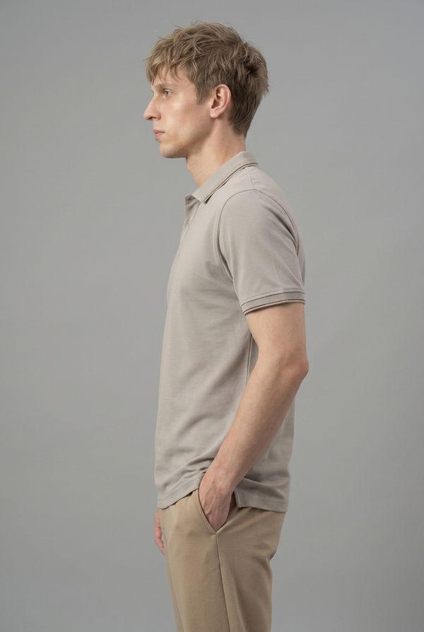 MBRK Men's Regular Fit Polo T-Shirt Beige
