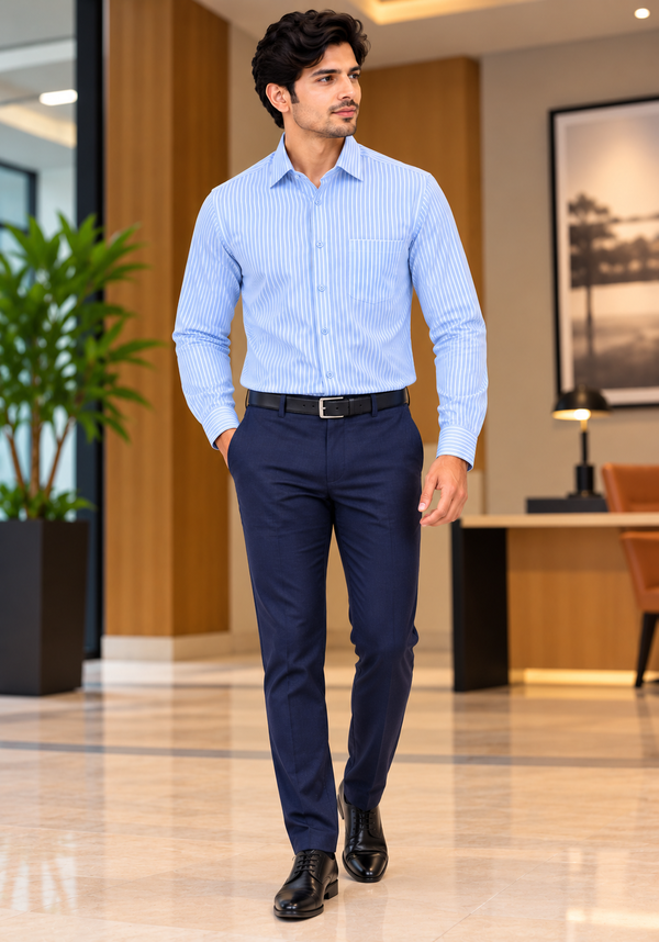 MBRK Men's Regular Fit Stripe Formal Shirt