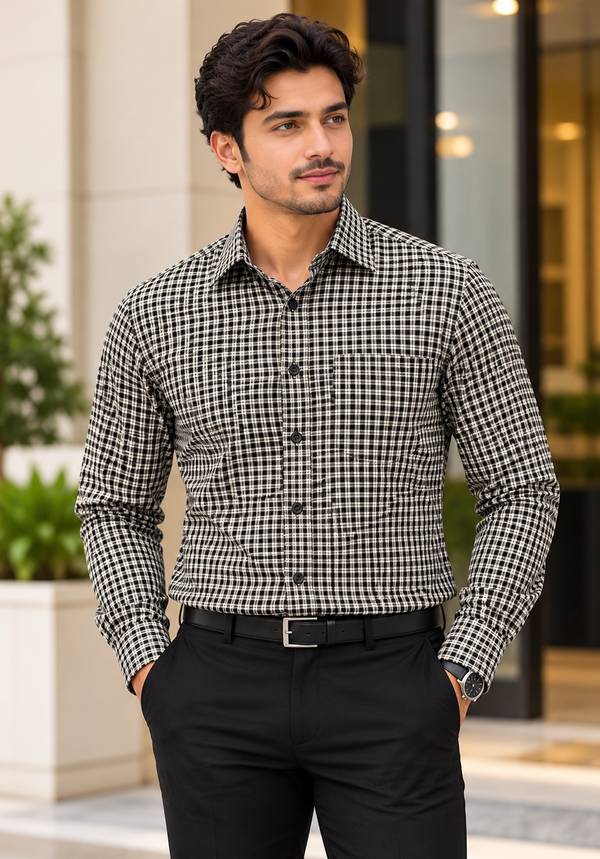 MBRK Men's Slim Fit Check Formal Shirt