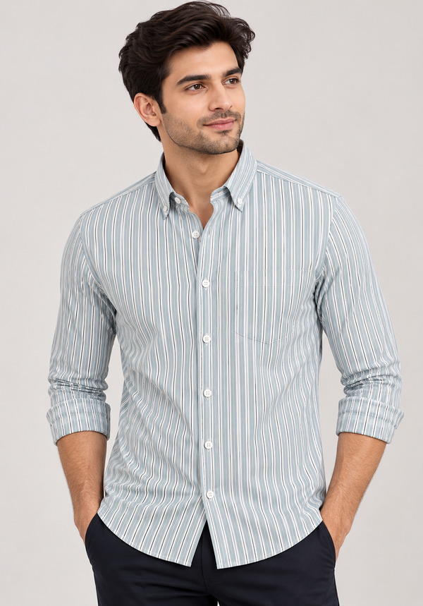 MBRK Men's Slim Fit Stripe Formal Shirt