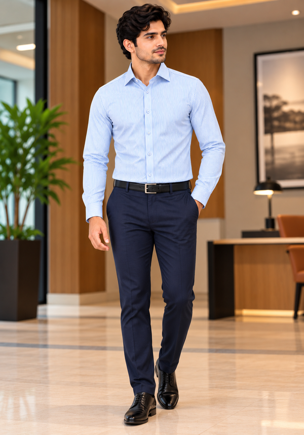 MBRK Men's Slim Fit Stripe Formal Shirt