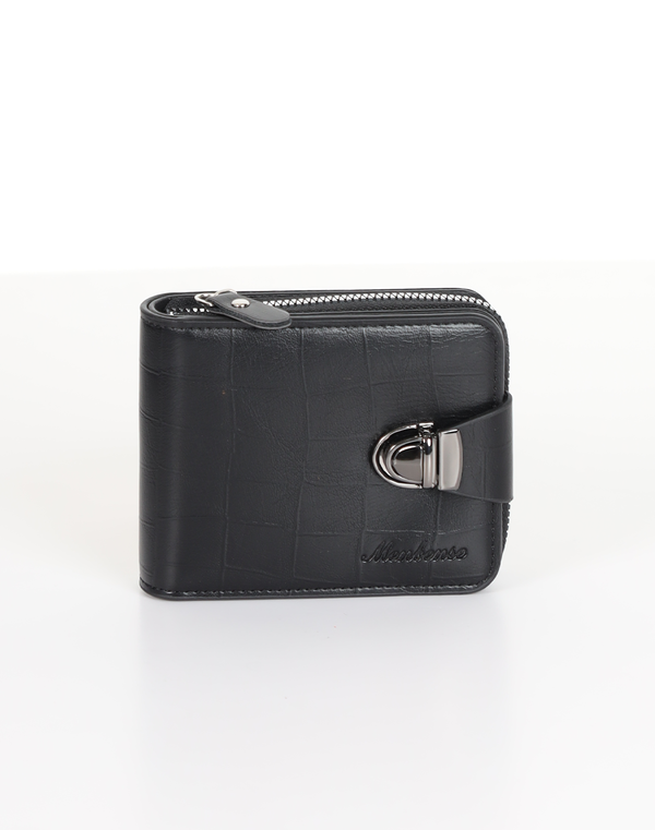 Men's Synthetic Bill Fold Wallet Black