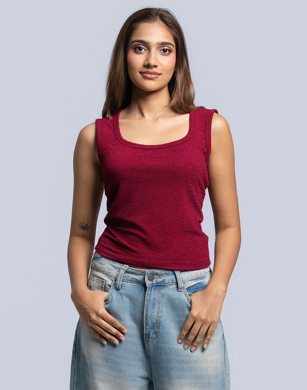 NOLIMIT CLASSIC TRANQUILITY Women's Box Neck Tank Top Maroon