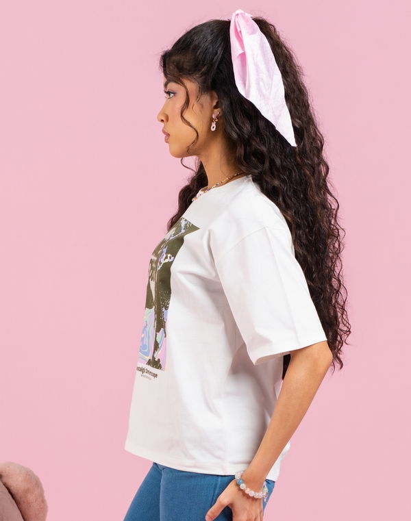 NOLIMIT DAY DREAM DRIP Girls Oversized Printed T-Shirt Off White