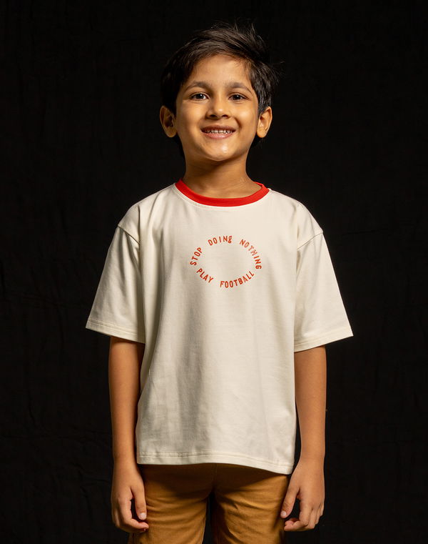 NOLIMIT FOOTBALL KICKOFF Boys Oversized T-Shirt Light Beige