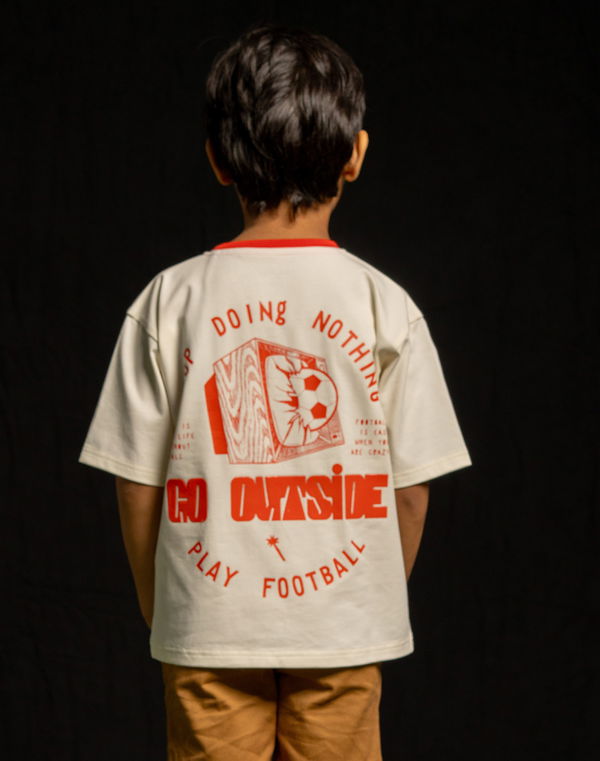 NOLIMIT FOOTBALL KICKOFF Boys Oversized T-Shirt Light Beige