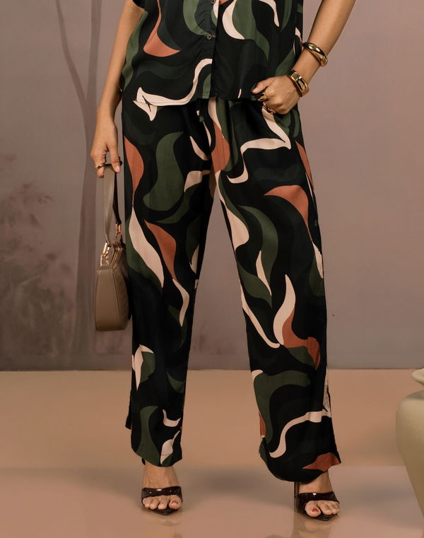 NOLIMIT HAJ MODEST Printed Casual Pant Dark Green