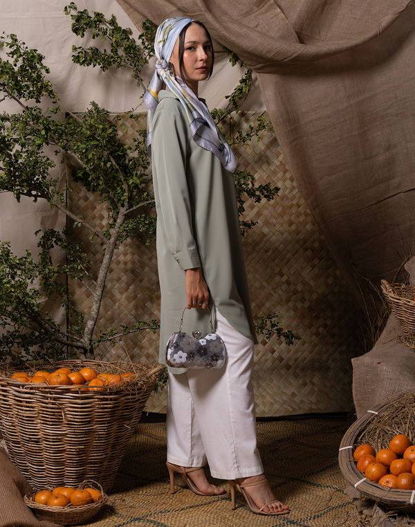 NOLIMIT HAJ MODEST Shirt Collar Kurta Sage Green