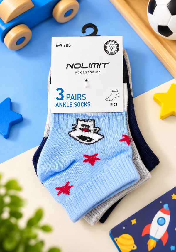 NOLIMIT Kids Boys 3 Pairs Ankle Socks
