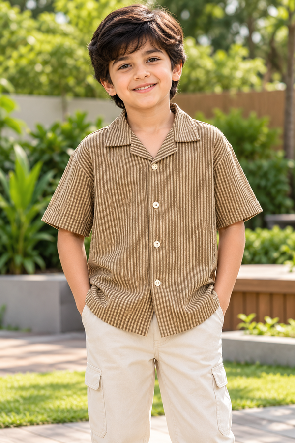NOLIMIT Kids Boys Cuban Collar Oversized Shirt