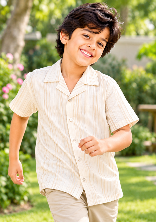 NOLIMIT Kids Boys Cuban Collar Stripe Shirt