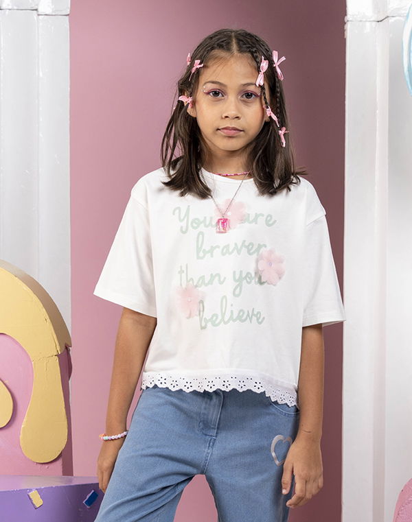 NOLIMIT LOLLI LUSH Girls Embroidery T-Shirt Off White