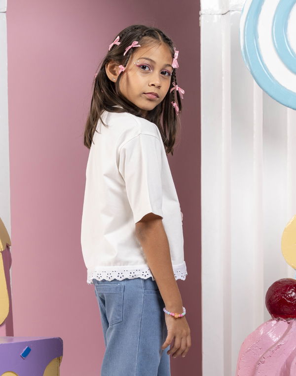 NOLIMIT LOLLI LUSH Girls Embroidery T-Shirt Off White