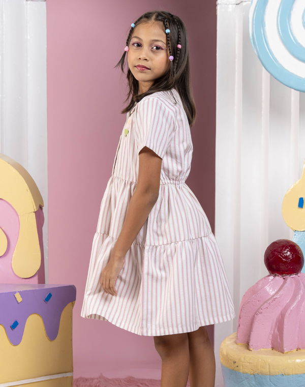 NOLIMIT LOLLI LUSH Girls Stripe Dress Pink