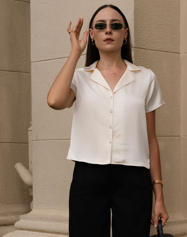 NOLIMIT MONOCHROME GEOMETRY Women's Formal Blouse Cream