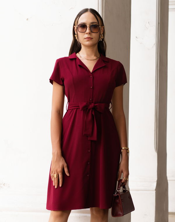 NOLIMIT MONOCHROME GEOMETRY Women's Formal Dress Maroon