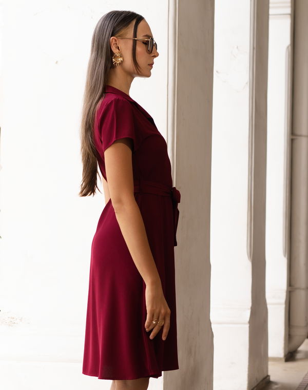 NOLIMIT MONOCHROME GEOMETRY Women's Formal Dress Maroon