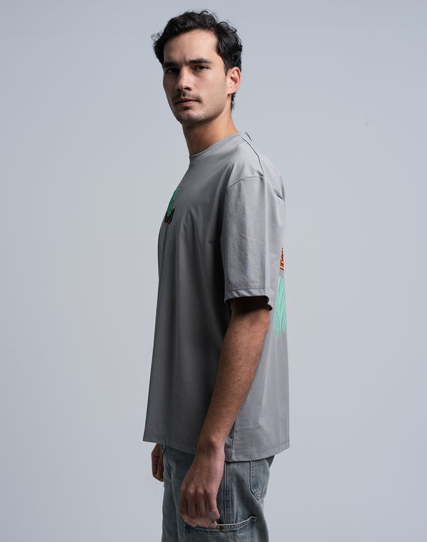 NOLIMIT Men's Crew Neck Oversized Cotton T-Shirt Gray