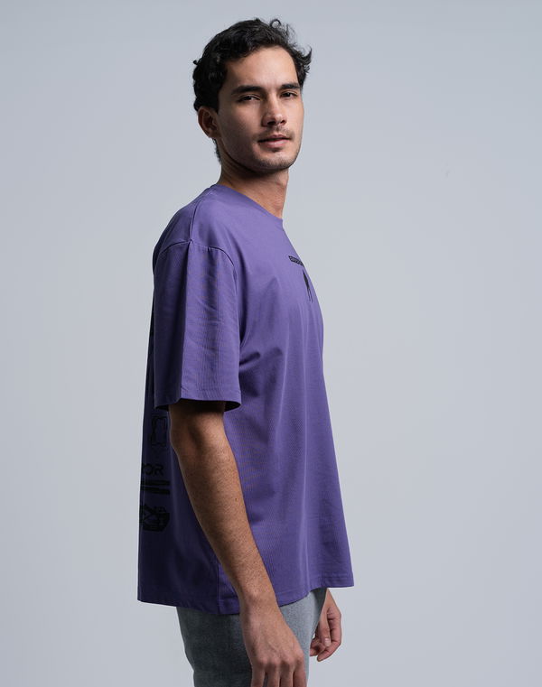 NOLIMIT Men's Crew Neck Oversized Cotton T-Shirt Purple