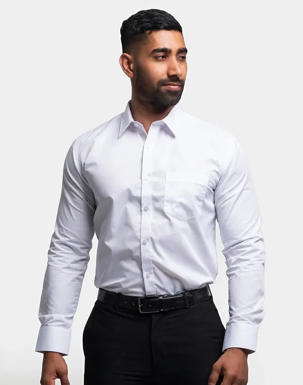 NOLIMIT Men's Regular Fit Cutaway Collar Formal Shirt White