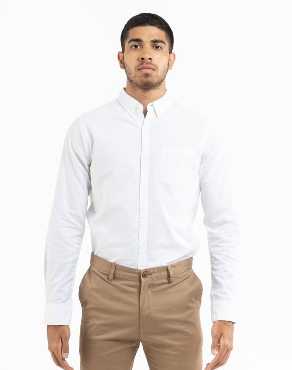 NOLIMIT Men's Slim Fit Cutaway Collar Casual Shirt White