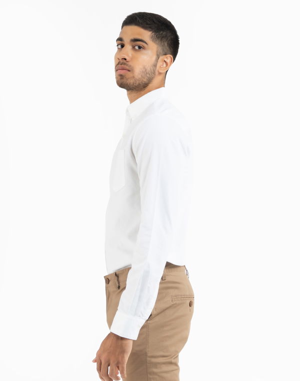 NOLIMIT Men's Slim Fit Cutaway Collar Casual Shirt White