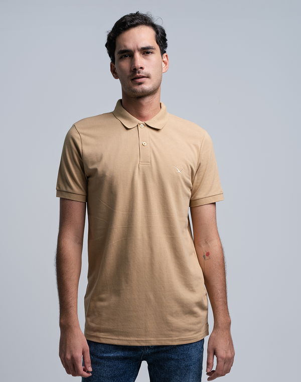 NOLIMIT Men's Slim Fit Polo T-Shirt Beige